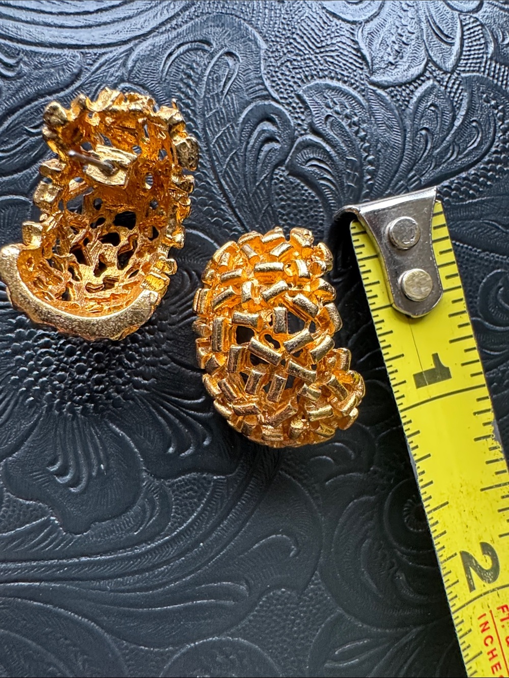 Gold Tone Half Moon Earrings - Picture 4 of 4